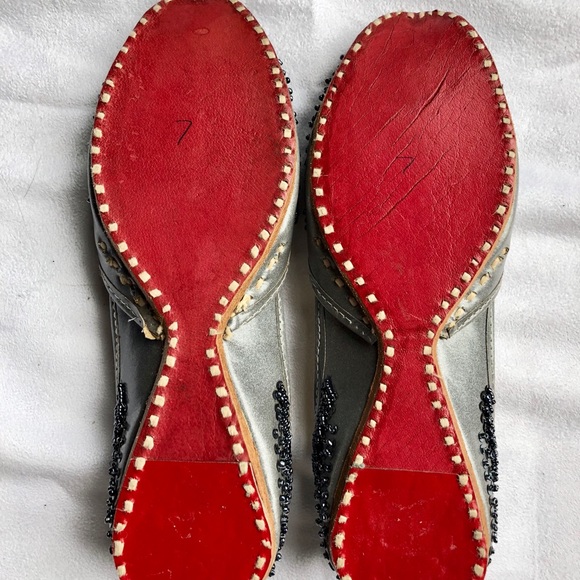New-Hand beaded , leather Moroccan flats sz 7 - Picture 7 of 8